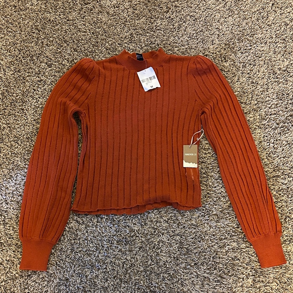 Forever 21 Rust Ribbed Knit Top